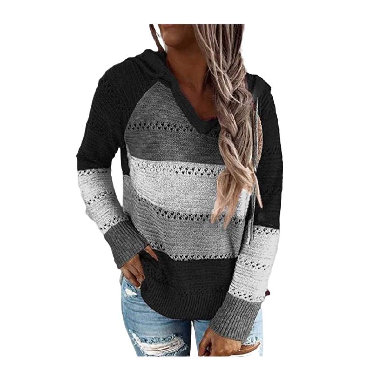 

Женские легкие свитера с капюшоном с цветными блоками, толстовки с капюшоном на шнурке, пуловеры, толстовки XXL