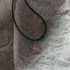 Y2K Star Moon Pendant Choker Celestial Necklace Leather Cord Chain Silver Tone Swirly Star Earrings 90s Retro Sweet Cool Jewelry