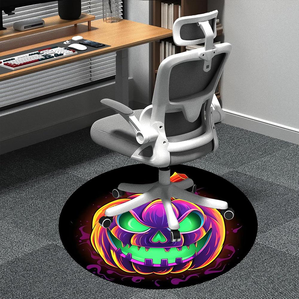 

1pc Pumpkin Halloween Office Round Area Rug, Indoor Mat Suitable ForOffice, Under Office Chairs Bedroom Living Room Home Decor, Room Deco, n80 80cm