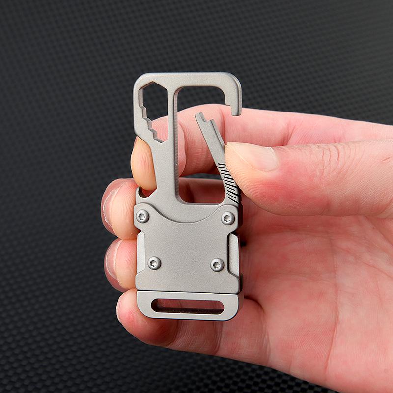 Multifunctional Titanium Keychain: Men's Waist Clip with Portable Tool and Unboxing Knife
