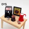Mini Doll House Coffee Maker Set Model Miniature Furniture Coffee Cup Storage Shelf Simulation Decor DIY Toys Doll House 1:12/1:6 Scale Cabinet Table