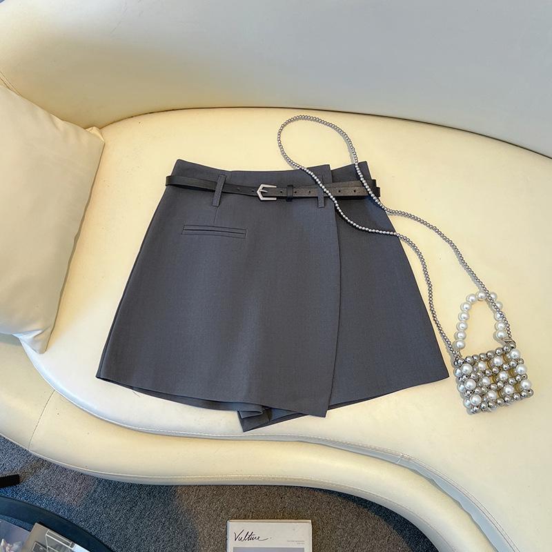 

2025 Женская мини-юбка А-силуэта с высокой талией, облегающая, серая – Маленький размер, защита от просвечивания, облегающий бедра дизайн 2XL