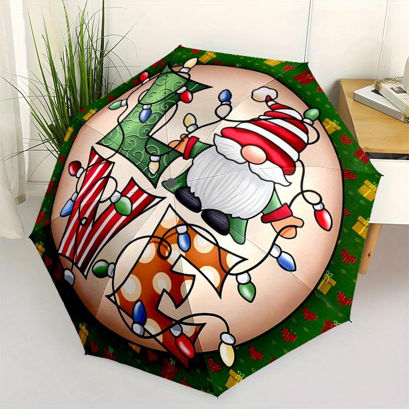 1pc Christmas Pattern Automatic Opening/Closing Folding Umbrella with 59 Ribs, Plastic Handle, Windproof Portable Sunshade Umbrella y250726099
