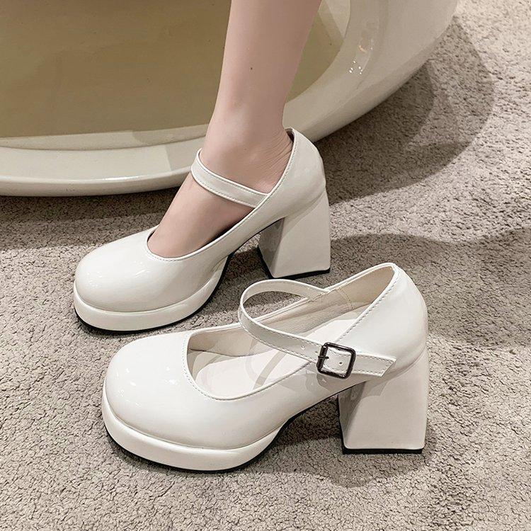 

[youshilai] temperament high heels women s 2025 spring and autumn new thick heel small leather shoes French Mary Jane shoes 40