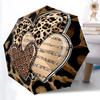 1pc Leopard Heart Automatic Folding Umbrella, 8-Rib Durable Iron Frame, Compact Travel Umbrella for Women & Men 128