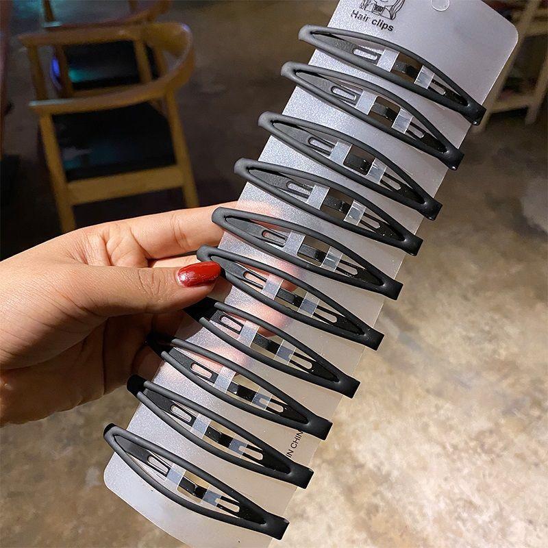 10pcs/set Matt Black Bobby Pins Women Make Up Hair Clip Barretttes Alloy Hairpin Big Water-drop Geometric Non-slip Styling Tools