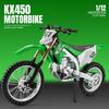 Simulazione 1:Modellino in Lega di Motocross Kawasaki KX450 Scala 1:12 Modello di Motocicletta Diecast con Suono e Luci Giocattolo Veicolo per Ragazzo Regalo