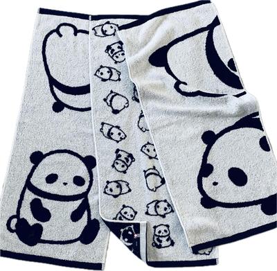 Kainoo Imabari Törölköző Panda Arcú Törölköző Készlet 3 db (34cm x 80cm) Japánban készült, Imabari, 100% Pamut, Kíméli a Bőrt, Aranyos Panda mintával, Tökéletes