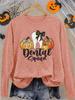 Women's Halloween Long Sleeve T-Shirt with Dental Squad Teeth Print, Cute Soft Horror Funny Pumpkin Bow Design, Cozy Casual Sport Vacation Gift,