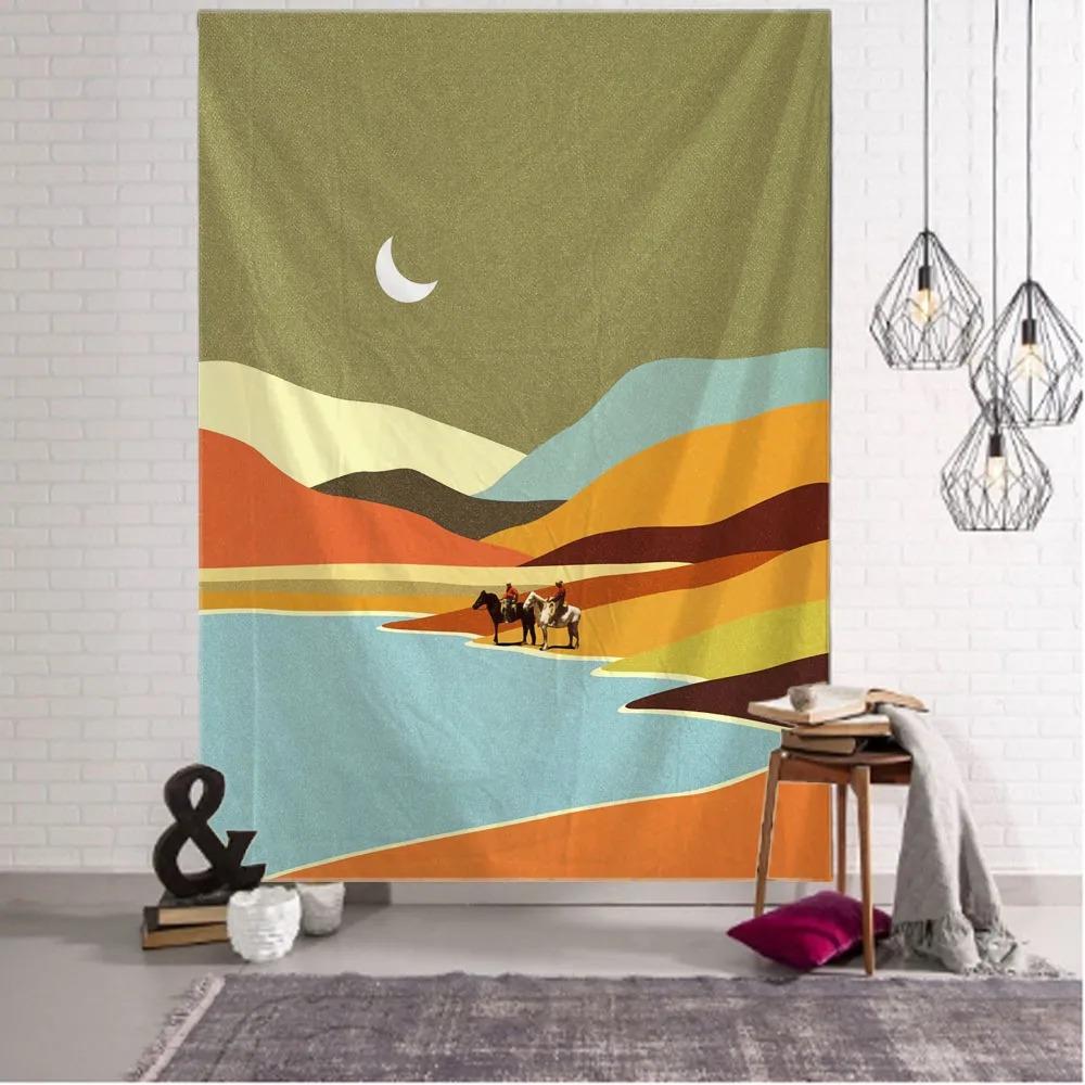 Simple Landscape Painting Art Pattern Tapestry Home Wall Decoration Tapestry Bedroom Living Room Tapestry