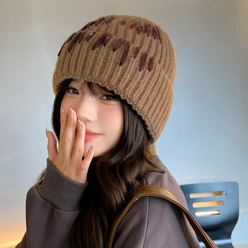 Autumn and Winter New Korean Style Line Hat for Women Versatile Warm Knitted Hat for Students  Face Showing  Small Ear Protection  Cold Hat for Men