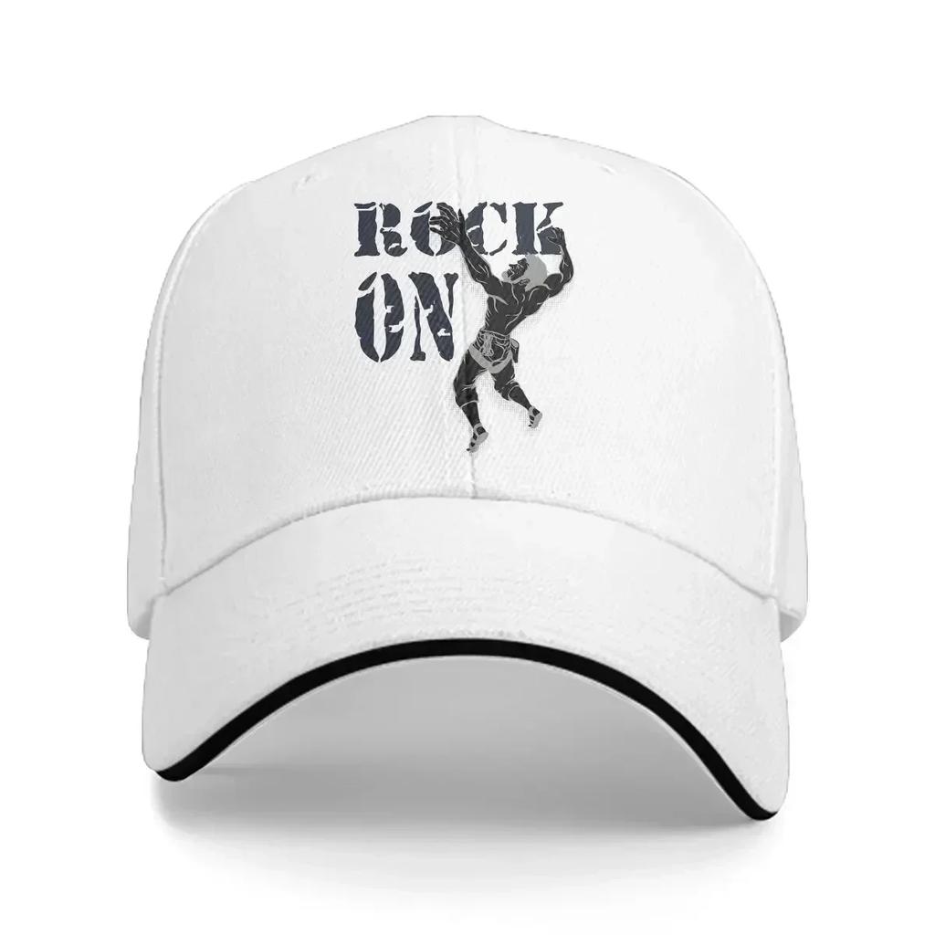 Washed Unisexs Baseball Cap Rock On Climbing Sticker Trucker Snapback Caps Dad Hat Mountain Climber Golf Hats