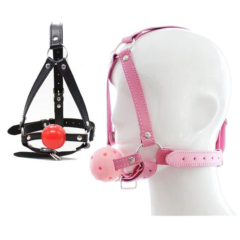 Soft Solid Silicone Ball Leather Gag Head Harness Bondage Open Mouth Mute Restraint Adult Fetish Products