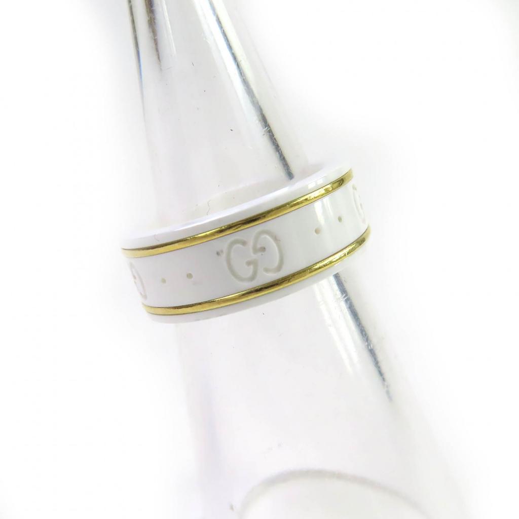 Excellent GUCCI Ring Icon Ring GG Ring White gold ceramic Women Used