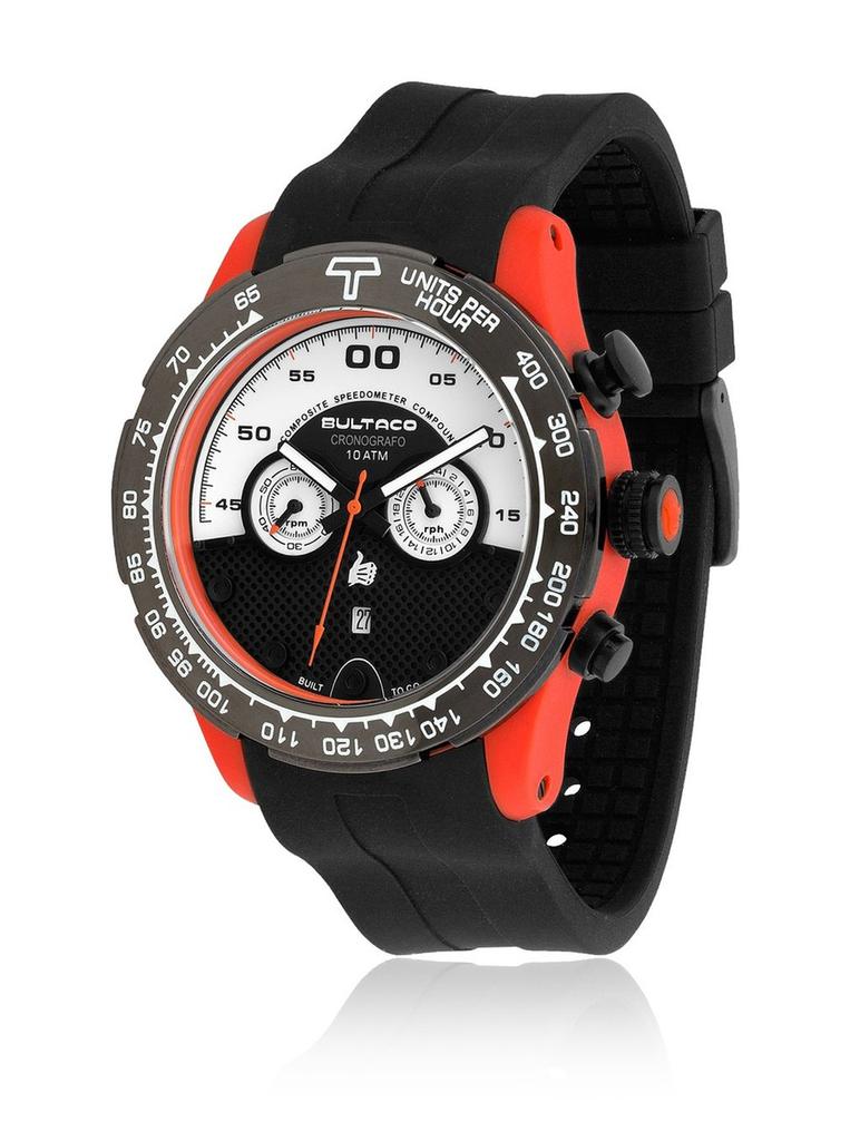 Uhr BULTACO H1PO48C-SW1. Quarz, Farbe schwarz weiß. Mann.