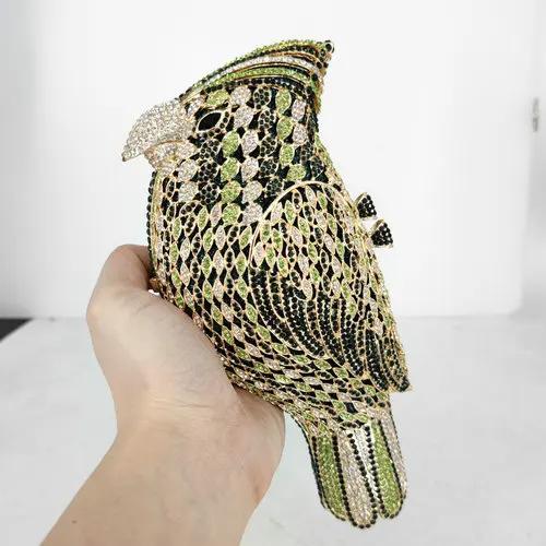

Boutique De FGG Mini Cute Woodpecker Bird Women Crystal Clutch Evening Bags Ladies Party Dinner Rhinestone Handbag and Purse Mini Size