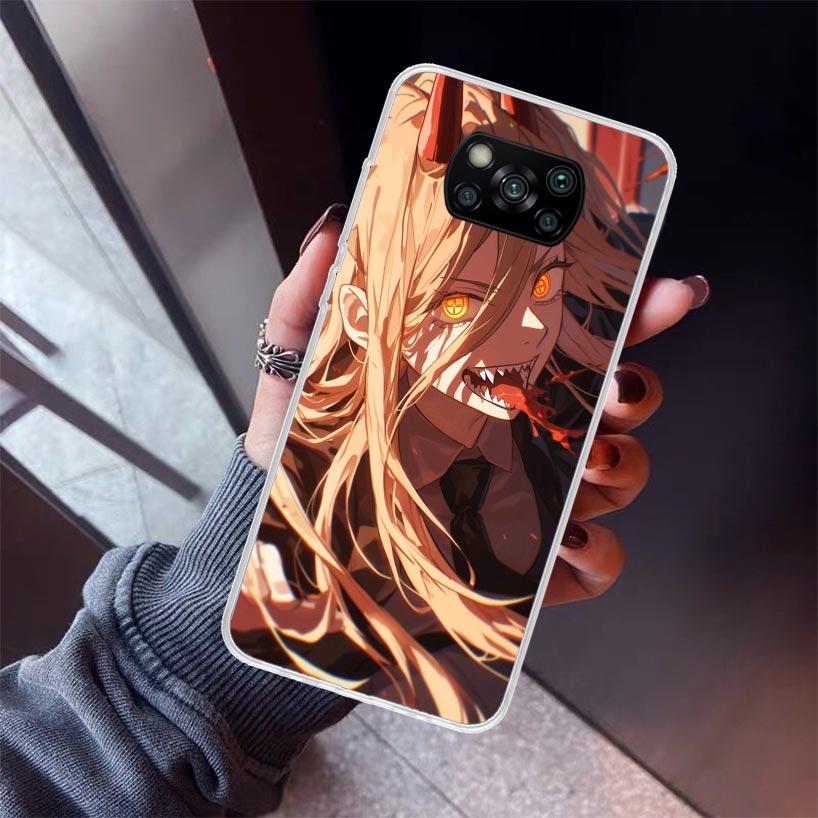 C-Chainsaw Mans Power Phone Case For Xiaomi Poco X7 X6 X5 Pro F7 Ultra Redmi 15C 15 13 13C 12 12C 10 10A 10C 9 9A 9C 9T Shell Po