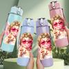 1PC Girl Pink Sunglasses Angel Print 750ml Color Plastic Sports Water Bottle Leakproof Flip Straw Lid Suitable for Sports Office Home Use