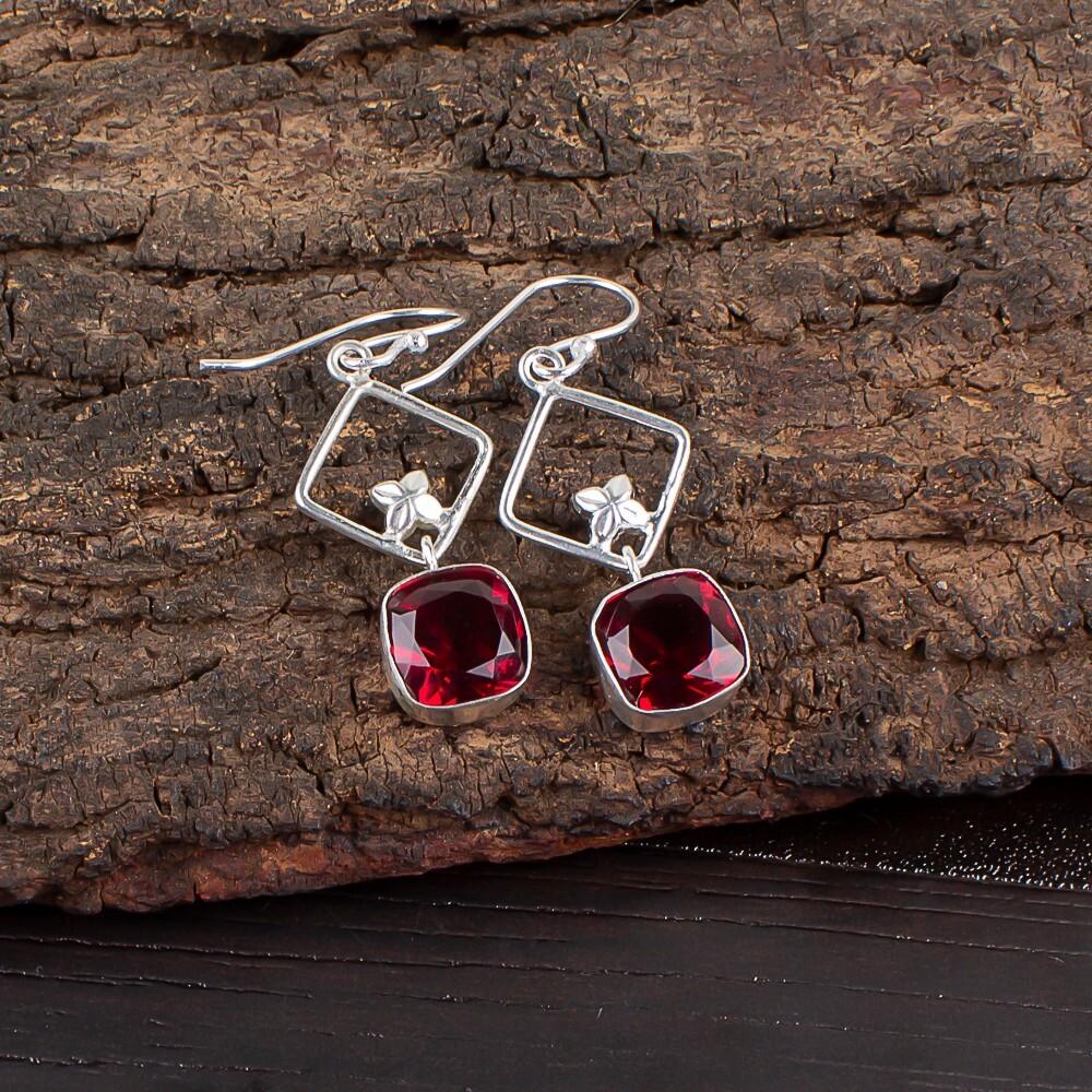 

Розовый рубеллит драгоценный камень 925 стерлинговое серебро ювелирные изделия ручной работы серьги-капли 1,70 EE-10-10