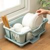 Draining dish rack dish storage rack sink storage rack tableware household kitchen table tableware water filter storage box(Blue [thickened] small