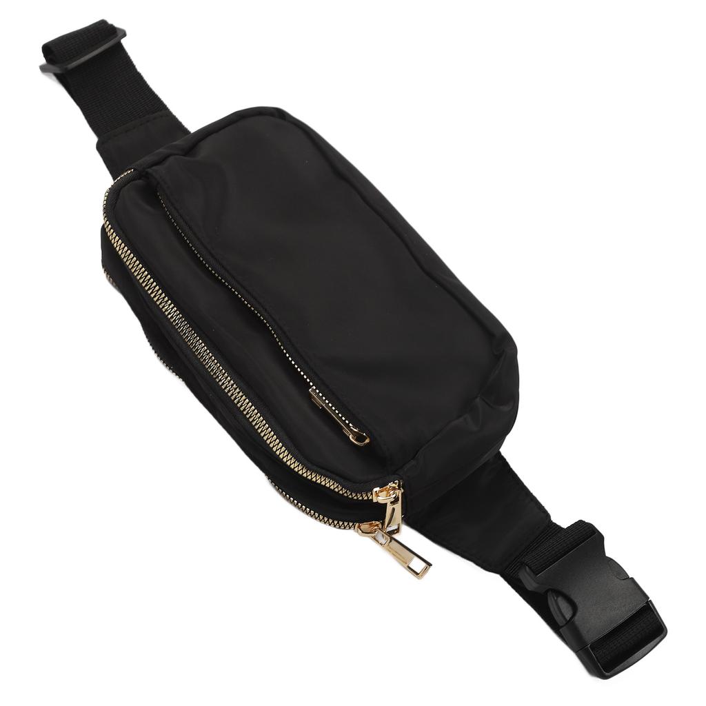 Outdoor Sports Waist Bag Black Fashionable Water Resistant Zipper Chest Messenger Bag for Hiking Black 7.1 X 5.1 X 2.2in