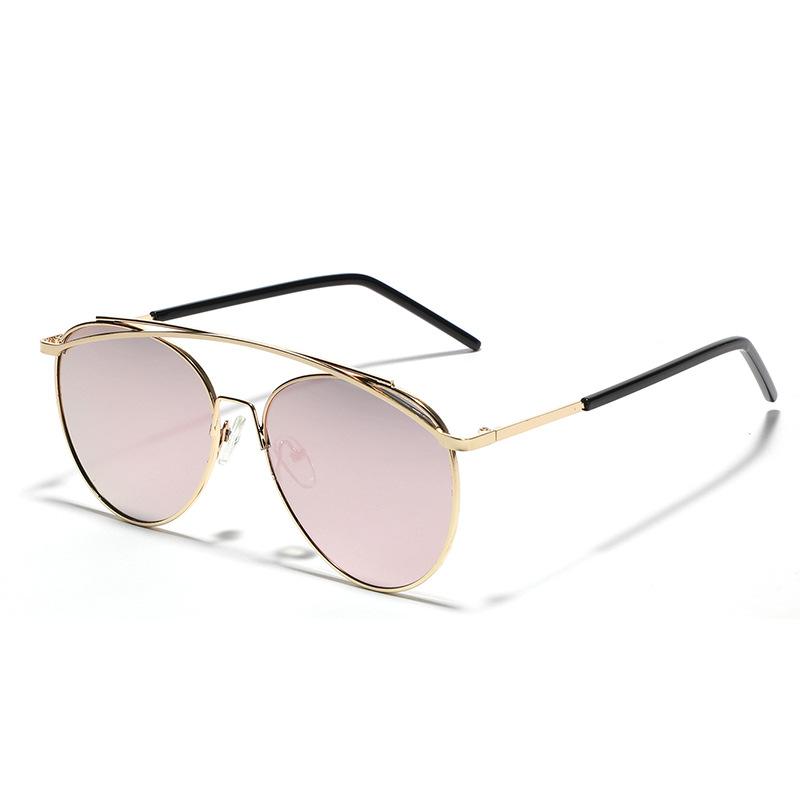 

Очки Металлические Двойные Лучи Большая Оправа Круглые Солнцезащитные Очки Мужские Индивидуальные Ослепительные Светоотражающие Солнцезащитные Очки Женские розовый