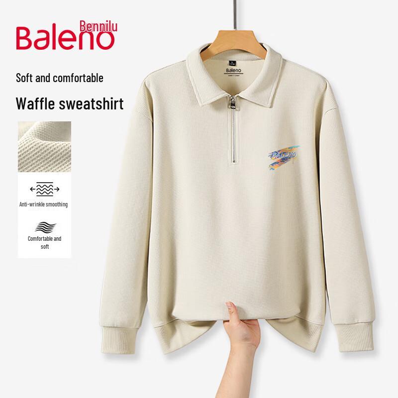 Baleno Men's Waffle Knit Turn-down Collar Sweatshirt