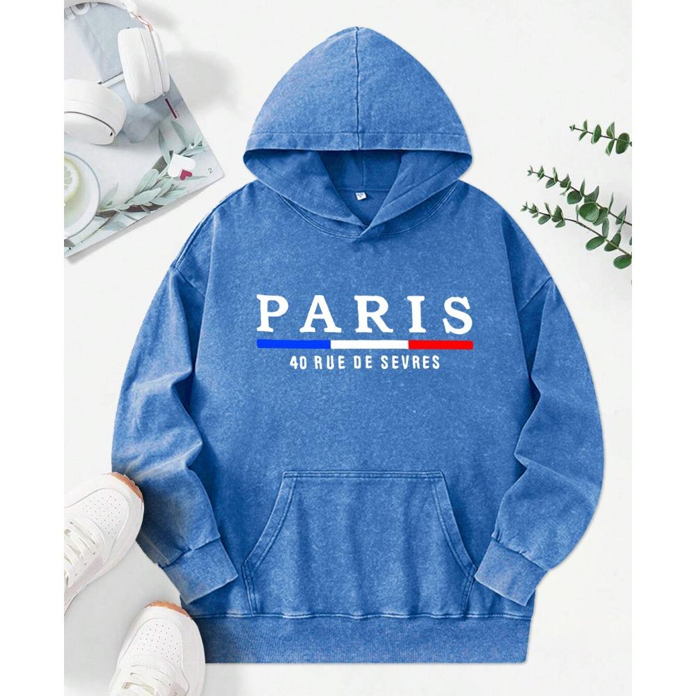 The Pairs Art Letter Print Female Washed Hoody Fashion Streetwear Autumn Cotton Clothes Soft Loose Female Hoodie