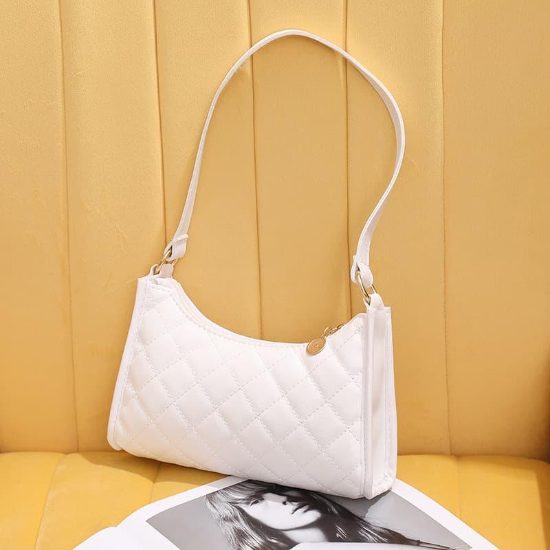 Women's Diamond Lattice Baguette Bag One-shoulder Crossbody Underarm Bag
