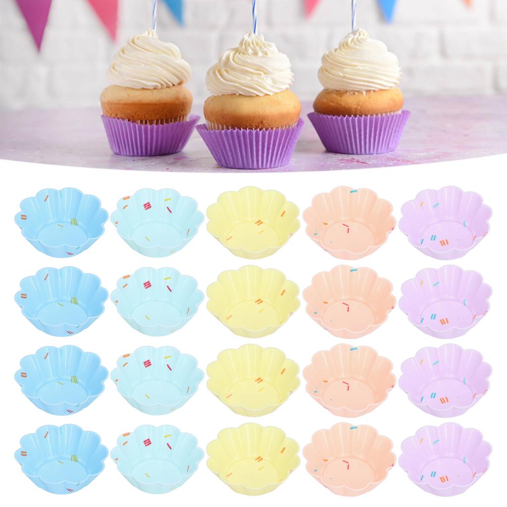 20Pcs Small Cake Cup Baking Mold Reusable Easy Clean Silicone   Cupcake Holders