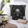 Damastmuster mit Totenköpfen Gotisch Goth Kissenbezug Bedruckte Polyester Kissenhülle Dekorative Überwurf-Kissenhülle Stuhl