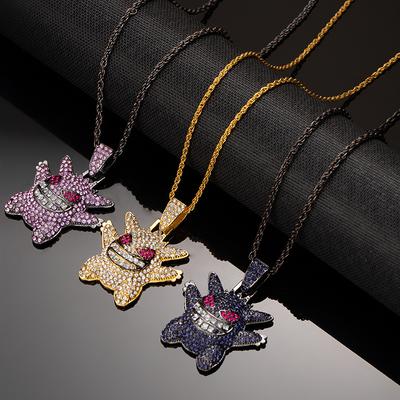 Halloween Teufel Elfe Diamantenbesetzte Halskette Hip-Hop und Lustige Genggui Monster Hoodie Kette