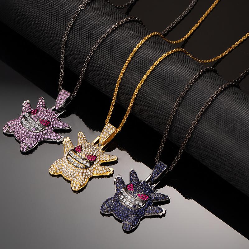 Halloween Devil Elf Diamond-encrusted Necklace Hip-hop and Funny Genggui Monster Hoodie Chain
