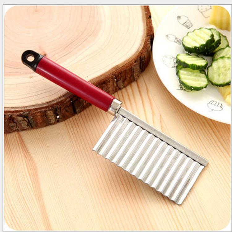 Stainless Steel Crinkle Cut French Fry Cutter Wavy Blade Vegetable Slicer for Potato Carrot