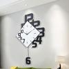 Large Wall Clock Silent Pendulum Battery Operated Non Ticking for Living Room Bedroom Office Home Decorative Wall Clock Square White Wood
