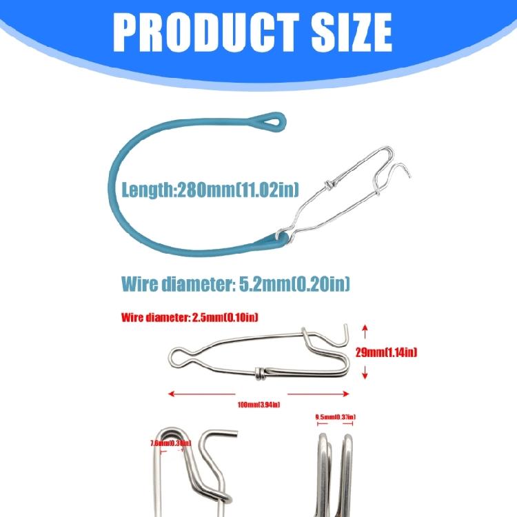 4Pcs Deep Sea Trolling Fishing Pin Buffer Fast Fishing Clip Replacement Fishing Hook Lures Connector with Shock Cord