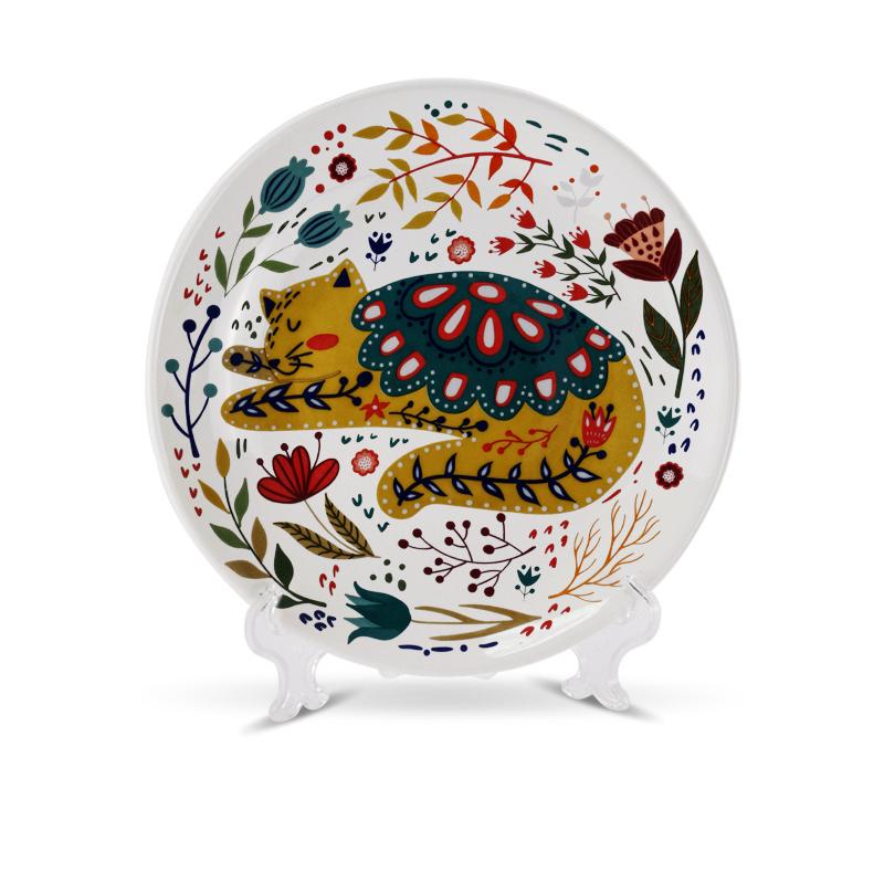 Keramik-Essteller, handbemalt, japanischer Cartoon-Katzenteller, kreativ, farbenfroh, für den Haushalt, Geschirr, Geschirr, Wohnkultur