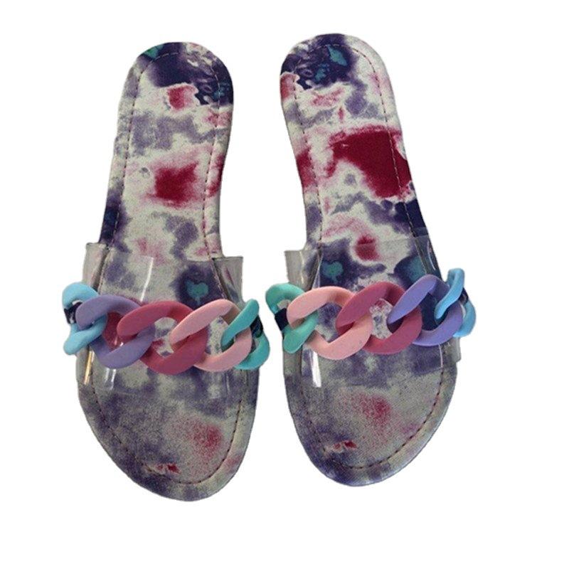 New European and American candy color rings sandals women's fashion casual and light outer wear large size 43 slippers slippers