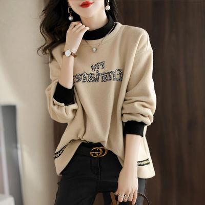 Sudadera Gruesa de Otoño e Invierno con Top Falso de Dos Piezas para Mujer