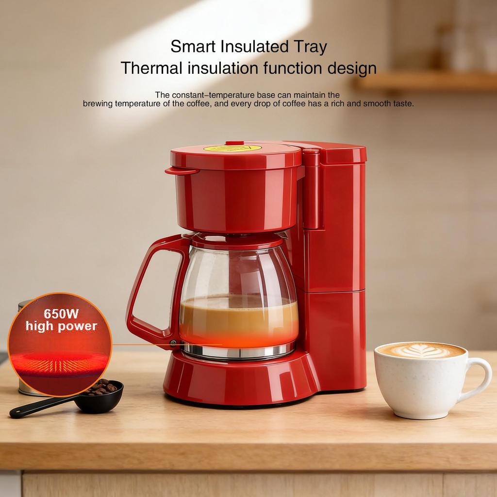 Electric Drip Coffee Maker: Compact, Automatic, Keep-Warm Portable Espresso Machine for Home Use