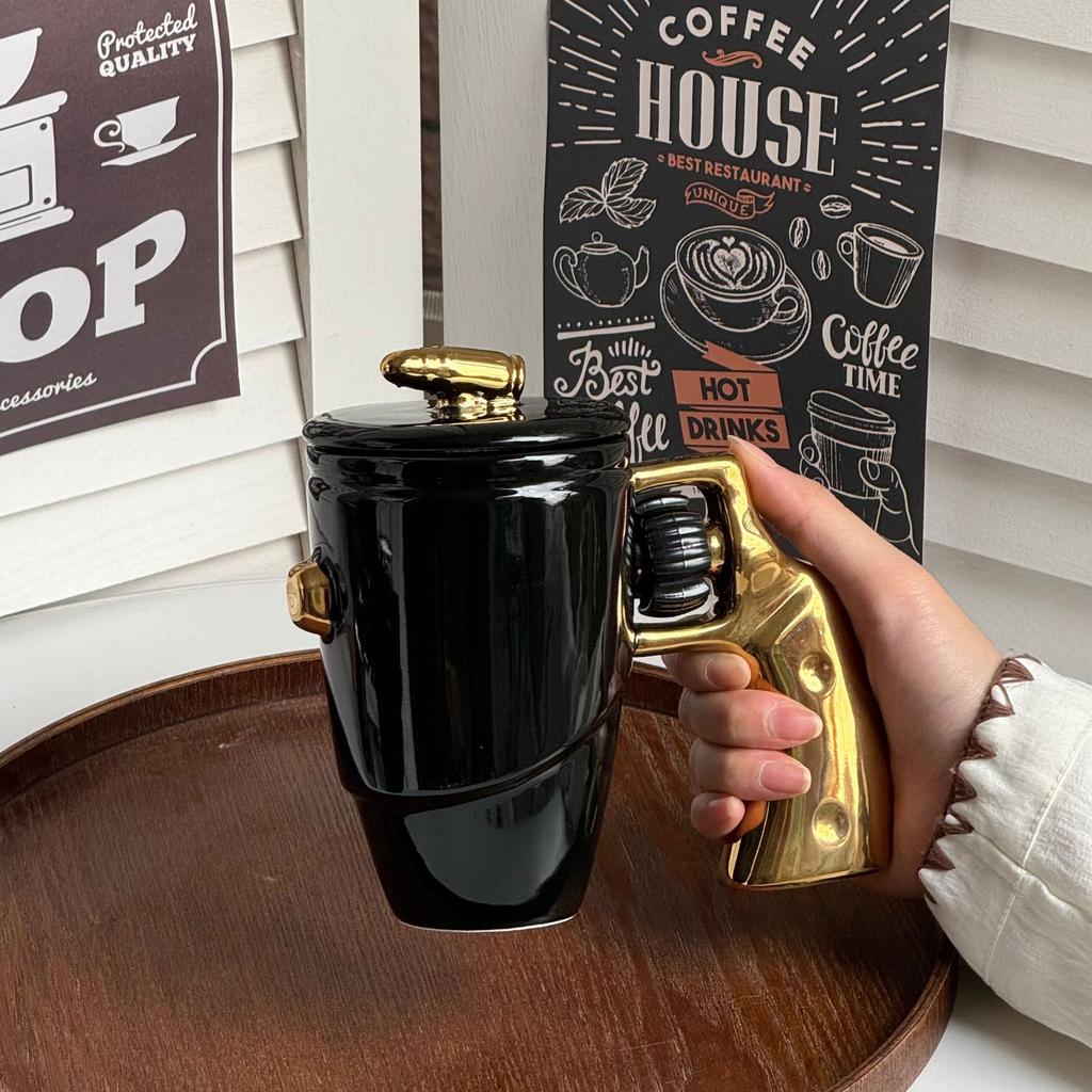 Revolver Cup Ceramic Mug Personalized Styling Coffee Cup Large Capacity Funny