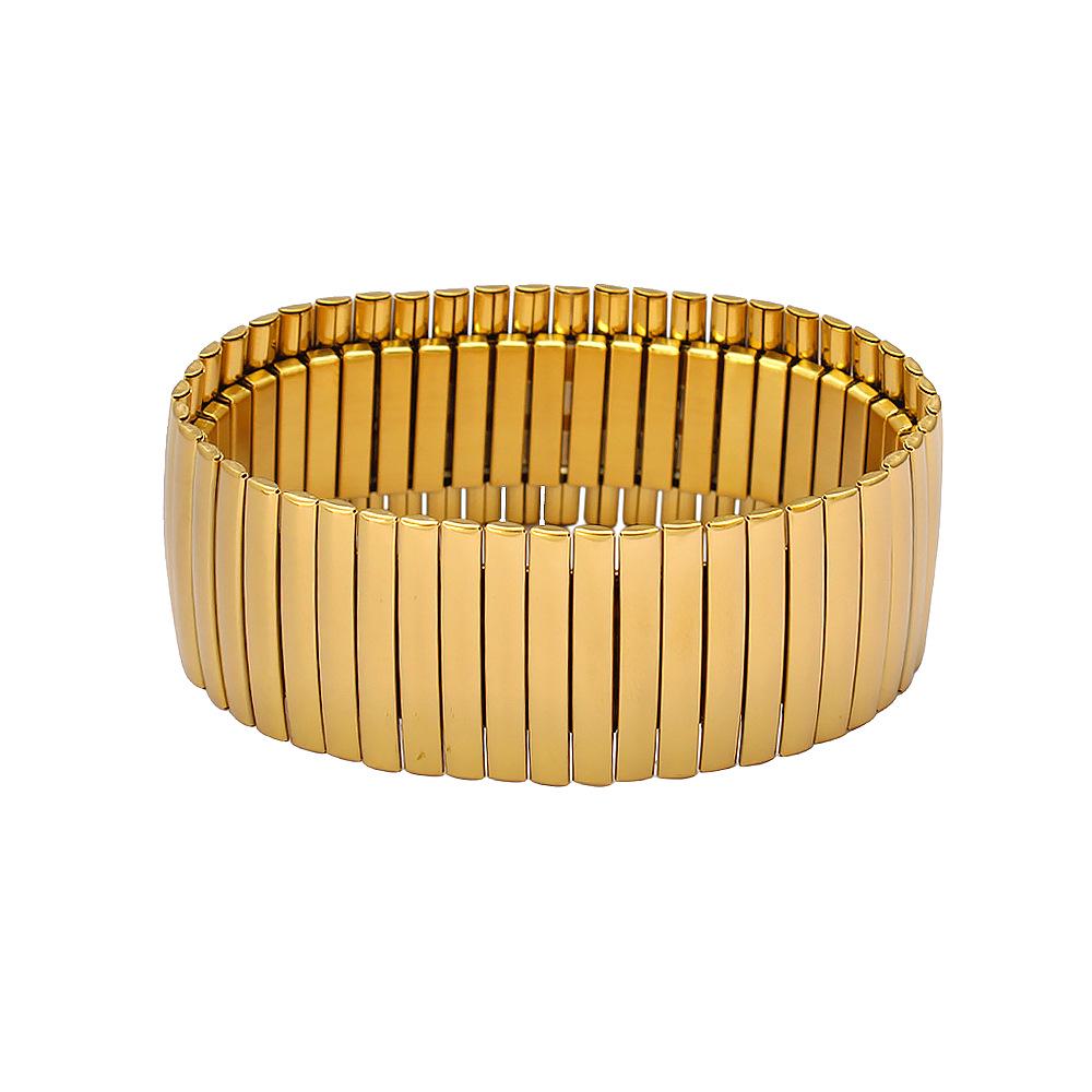 Retro 18k Gold Stainless Steel Telescopic Bracelet Watch Strap for Women