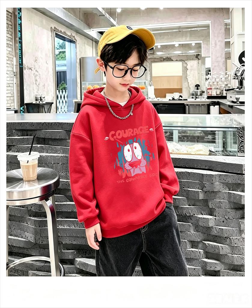 Children's hooded sweatshirt,trendy,American retro cartoon pattern print,large-sized loose-fitting versatile hooded top for boys