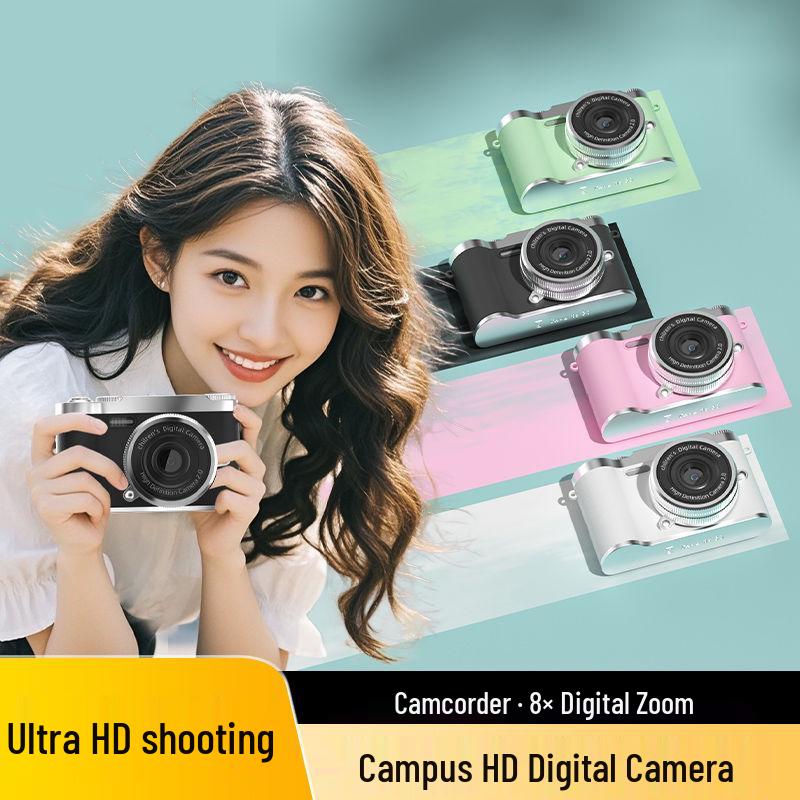 Retro CCD Dual Camera with 8x Optical Zoom - Compact Travel Pocket Digital Camera for Students