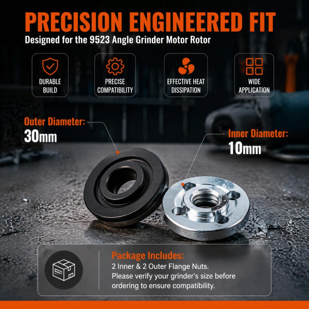 2 Pair Threaded Design Angle Grinder Flange Plated Surface Grinder Shaft Nut  For Makita 6100