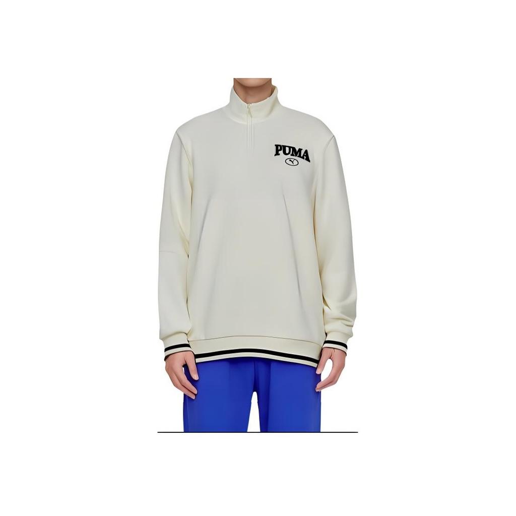 Puma Logo Print Stand Collar Long Sleeve Sweatshirt Men sweatshirt White 681527-87