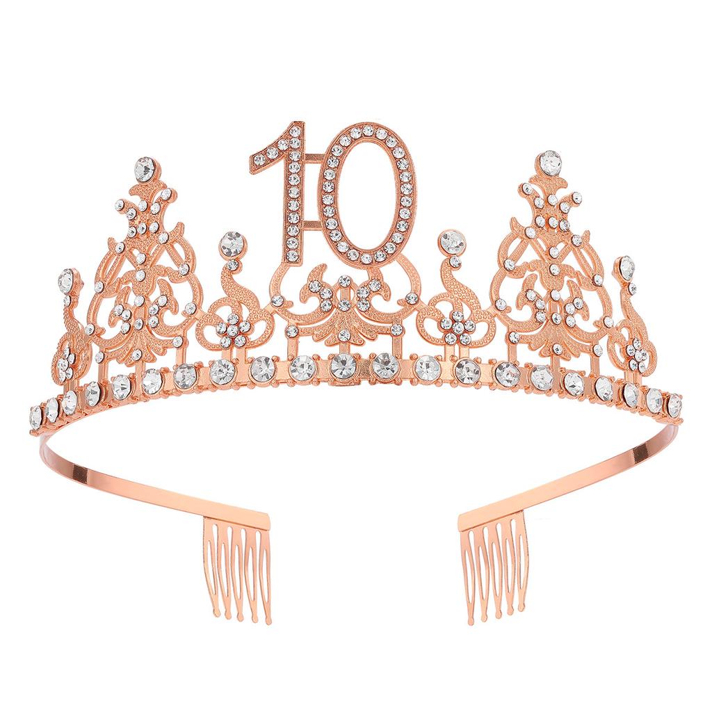Fashion Alloy Digital Crown With Diamond Tiara 18Th Birthday Party Pearl Alloy Headband