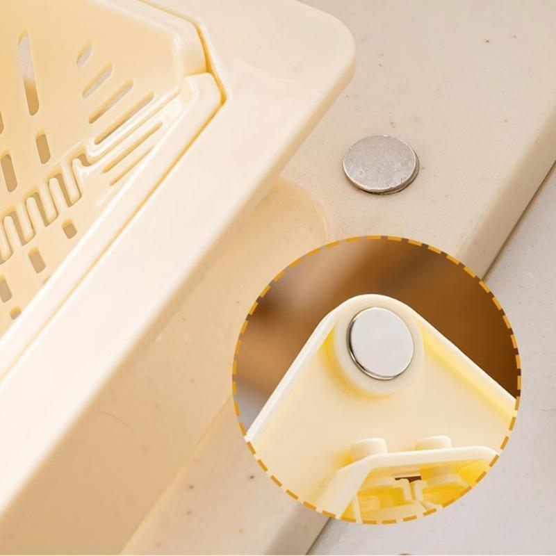 Suction Cup Press Sink Drainer Basket Automatic Dumping Strainer Basket Hanging Faucet Sponge Storage Rack