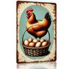 Vintage Farmhouse Chicken Egg Rustic Metal Tin Sign Wall Art Decor 8x12 Inch