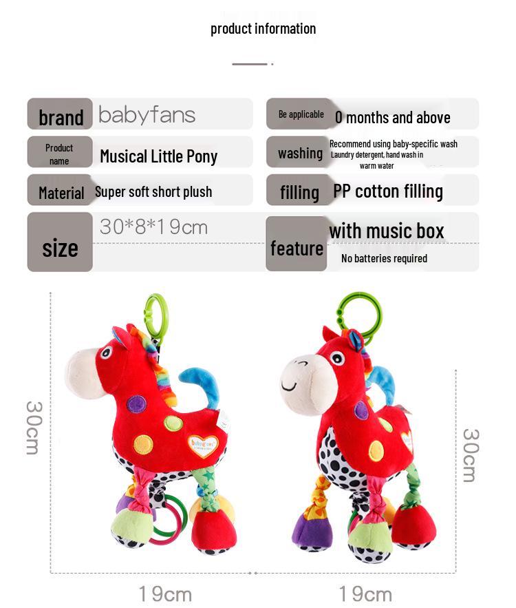 Baby Stroller & Crib Hanging Horse Toy with Pull Bell - Soothing Car Interior Ornament